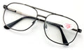 Metal Aviator Reading Glasses - Big Lens - Spring Hinge Square Reader Gold Gun - Vision World