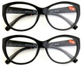 2 Pairs Round Retro Women Reading glasses - Rx Magnified Readers Cateye Vintage - Vision World