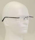 Men Metal Rimless Diamond Cut Anti Blue Blocker UV Reading Glasses - Clear Lens