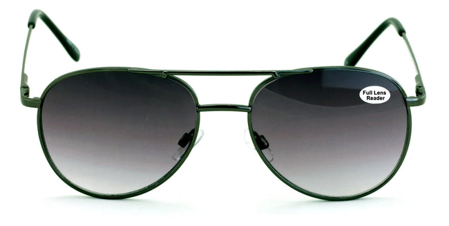 Aviator Metal Sunglasses Reader - UV Protection Gradient Tinted Reading Glasses