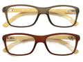 2 Pairs Geniune Bamboo Women Reading Glasses - Fun Color Clear Lens Reader 7015