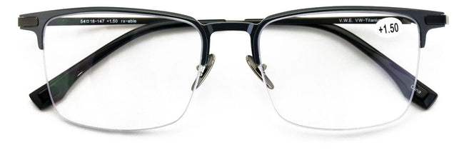 Men Aluminum Optical Frame Wide Rectangular Reading Glasses Titanium Temple Ti03