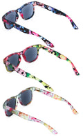 3 Pairs Women Floral Mosaic Print Comfortable Classic Reading SunGlasses Tinted - Vision World