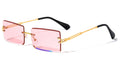 Rimless Rectangle Sunglasses Gold Metal Frame For Men Or Women Ultralight UV400