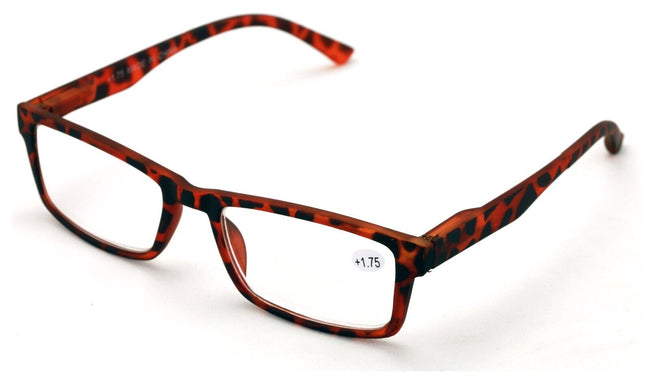 Men Rectangular Readers Soft Matte Reading Glasses Spring Hinge Rubberized Black - Vision World