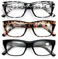 3 Pairs Women Clear Lens Reading Glasses - Fashion Vintage Bold Leopard Readers - Vision World