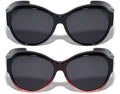 2 Pairs Large Women Oval Polarized Fit over Sunglasses - Wear Over Prescription
