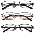 3 Pairs Slim Metal Rectangular Reading Glasses Spring Hinge High Power Reader - Vision World