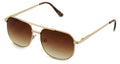 Metal Aviator Sunglasses - Gradient Lens Spring Hinge Square - Gold Black Brown - Vision World