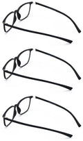 3 Pairs Men Lightweight TR90 Wide Fitment Reading Glasses With Extended Temple