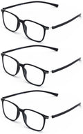 3 Pairs Men Lightweight TR90 Wide Fitment Reading Glasses With Extended Temple
