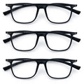 3 Pairs Men Lightweight TR90 Wide Fitment Reading Glasses With Extended Temple