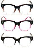 3 Pairs Women Bold Reading Glasses Comfortable Oversized Clear Lens Reader DR07 - Vision World