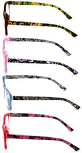 4 Pairs Women Neon Floral Reading Glasses Lightweight Wide Fitment Reader ZT109