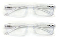 2 Pairs Lightweight Transparent Frame Clear Rectangular Readers Reading Glasses - Vision World