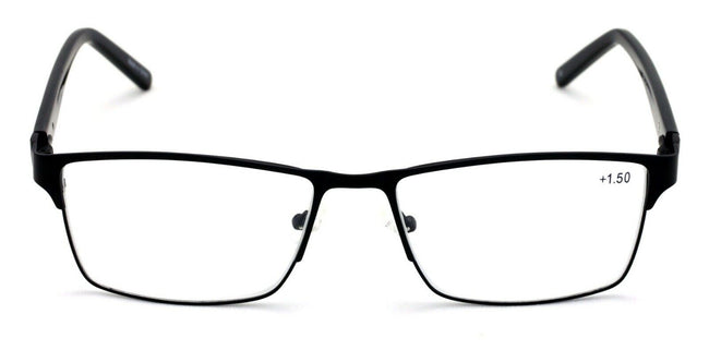 Men Reading Glasses - Metal with Plastic Temple Extra Large Reader - 152mm Wide - Vision World