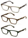 3 Pairs Men Camouflage Reading Glasses - Comfortable Rectangular Clear Readers