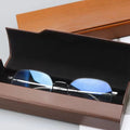 Men Reading Eyeglasses Case - Metal Wrapped in Wood Grain Finish -Cleaning cloth
