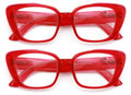 2 Pairs Women Oversize Transparent Reading Glasses - Spring Hinge Reader 7024