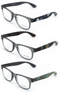 3 Pairs Matte Military Camouflage Comfortable Classic Reading Glasses Reader Clr