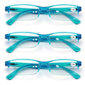 3 Pairs Lightweight Rectangular Unisex Readers Spring Hinge slim Reading Glasses - Vision World