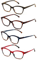 4 Pairs Women 2tone Tortoise Reading Glasses Lightweight Clear Lens Reader ZT110