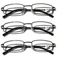 3 Pairs Slim Metal Rectangular Reading Glasses Spring Hinge High Power Reader - Vision World