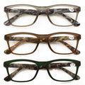 3 Pairs Men Camouflage Reading Glasses - Comfortable Rectangular Clear Readers