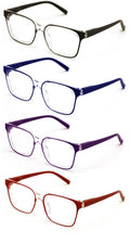 4 Pairs Transparent Reading Color Glasses - Spring Hinge Square Clear Reader - Vision World