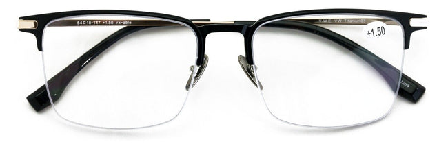 Men Aluminum Optical Frame Wide Rectangular Reading Glasses Titanium Temple Ti03