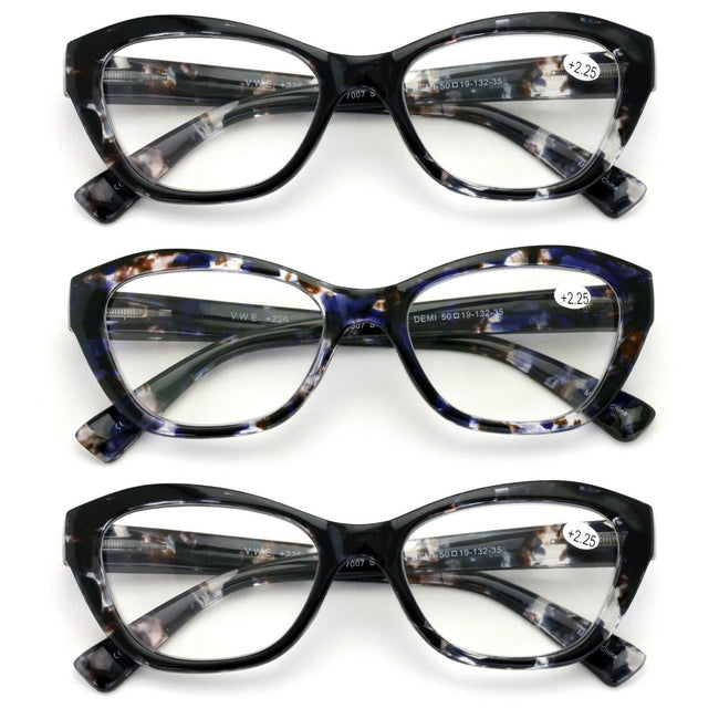 3 Pairs Women's Bold Readers - Translucent Marble Print Reading Glasses - Vision World