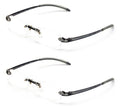 2 Pairs Rimless Lightweight Slim Modern Reading Glasses - Clear Lens Reader