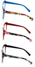 3 Pairs Women Large Bold Oversized Floral Reading Glasses Vintage Readers DR05 - Vision World