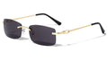 Rimless Gold Frame Sunglasses Slim Rectangular 100% UV Protection Men or Women - Vision World