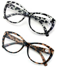 Oversize Women Reading glasses - Magnified Readers Cateye Vintage Jackie Leopard