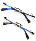 2 Pairs Premium Rimless Rectangular Anti-Blue Reading Glasses Clear Lens Reader