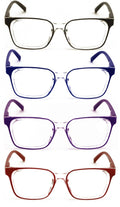 4 Pairs Transparent Reading Color Glasses - Spring Hinge Square Clear Reader - Vision World