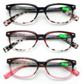 3 Pairs Classic Reader Spring Hinges Half Translucent Leopard Reading Glasses - Vision World