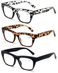 3 Pairs Women Clear Lens Reading Glasses - Fashion Vintage Bold Leopard Readers - Vision World