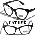 Clear lens black frame Super Cat eye chic eyewear mod Sun-Glasses vintage retro - Vision World