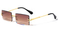 Rimless Rectangle Sunglasses Gold Metal Frame For Men Or Women Ultralight UV400