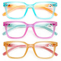 3 Pairs Women Translucent Pastel 2-Tones Reading Glasses Rhinestones Reader DR06 - Vision World