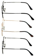 3 Pairs Women Round Blue Light Blocking Glasses - Computer Anti Fatigue Metal - Vision World