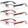 3 Pairs Rectangular Half Rim Reading Glasses - Simple Classic Clear Lens Reader - Vision World