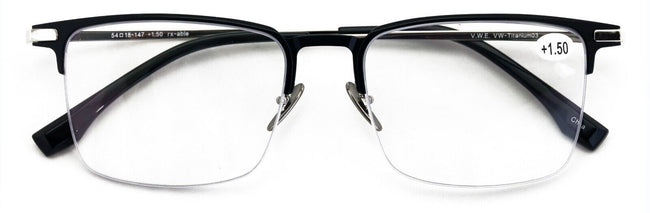 Men Aluminum Optical Frame Wide Rectangular Reading Glasses Titanium Temple Ti03