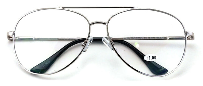 Aviator Progressive Clear Lens No Line Reading Glasses Tri-Focal Reader Spring - Vision World