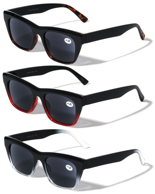 3 Pairs Women Reading Sunglasses - Bold TT Full Lens Readers Outdoor NOT BIFOCAL