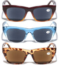 3 Pairs Women Reading Sunglasses - Bold - Full Lens Readers Outdoor NOT BIFOCAL