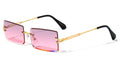 Rimless Rectangle Sunglasses Gold Metal Frame For Men Or Women Ultralight UV400