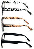 3 Pairs Women Clear Lens Reading Glasses - Fashion Vintage Bold Leopard Readers - Vision World